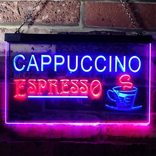 Coffee Cappuccino Espresso Dual LED Neon Light Sign